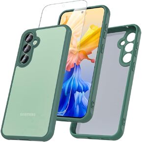 Magnetic for Samsung Galaxy A35 5G Case with Tempered Glass Screen Protector, Compatible with MagSafe, Shockproof Protective Translucent Back Phone Case Cover for Samsung A35 5G (Black)
