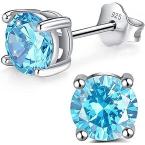 1 Pair Adabele Authentic Sterling Silver Birthstone Stud Earrings 4mm 0.25 Carat Tiny Cubic Zirconia Diamond Gemstone Hypoallergenic Nickel Free Women Girl Men Birthday Fine Jewelry