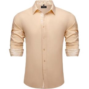 DiBanGu Black Dress Shirts for Men Inner Contrast Formal Men's Dress Shirts Long Sleeve Men's Casual Button-Down Shirts