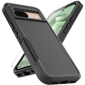 MDCN for Google Pixel 8A Case: Dual Layer Protective Heavy Duty Cell Phone Cover Shockproof Rugged with Screen Protector - Military Protection Bumper Tough - Google Pixel 8A 2024, Black