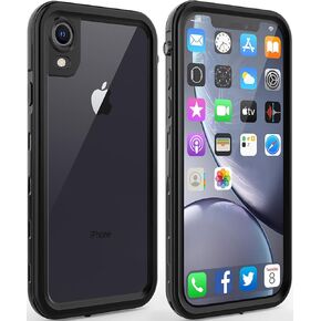 LOVE BEIDI for iPhone XR Waterproof case Life Snowproof Dirtproof Shockproof Cover … (Black/Clear)