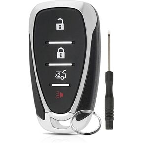 4 Button 433MHz Car Remote Control Key for Chevy Malibu Camaro Cruze 2016 2017 2018 2019 2020 2021 Traverse Sonic Equinox Spark Remote Car Key Fob (HYQ4EA) ID46 Chip with Keyring and Screwdriver