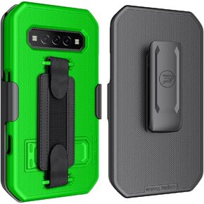 Case and Holster Combo Compatible with Kyocera DuraForce PRO 3 (E7200), Protective Case and Belt Clip Holster Combo with Handstrap and Kickstand (Black)