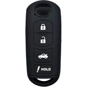 Silicone Smart Key Fob Cover Case Protector Keyless Remote Holder for 2017 2018 2019 2020 2021 Mazda CX-5 CX-7 CX-9 MX-5 Miata Mazda 3 6 4 Buttons （Black）
