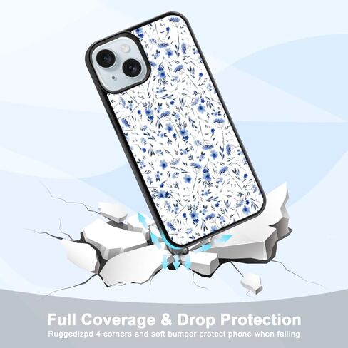 Cute Blue Flower Floral Aesthetic Phone Case for iPhone 12 & iPhone 12 Pro Case for Teen Girls Women Kids Girls -6.1Inch in Saudi Arabia