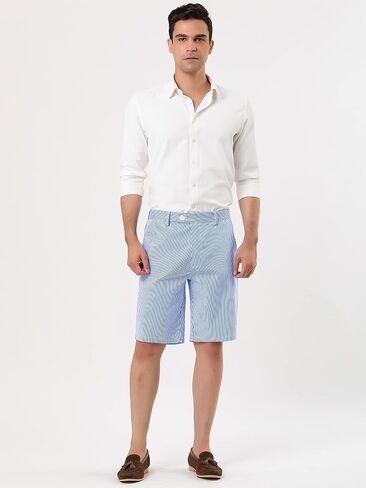 uxcell Men Summer Shorts Striped Slim Fit Flat Front Walk Chino Shorts in Saudi Arabia