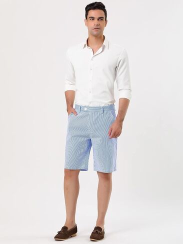 uxcell Men Summer Shorts Striped Slim Fit Flat Front Walk Chino Shorts in Saudi Arabia