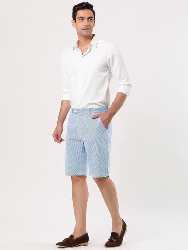 uxcell Men Summer Shorts Striped Slim Fit Flat Front Walk Chino Shorts in Saudi Arabia