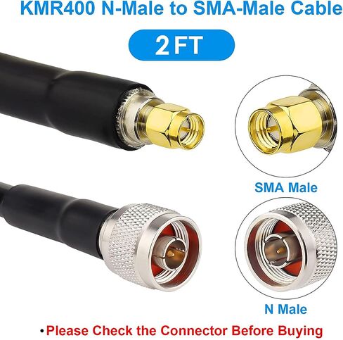 XRDS -RF KMR400 SMA to N Cable 25ft, N-Male to SMA-Male Connector Low Loss Extension Cable 50 Ohm SMA Cable for 3G/4G/5G/LTE/ADS-B/Ham/GPS/WiFi/RF Radio to Antenna Use (Not for TV) in Saudi Arabia