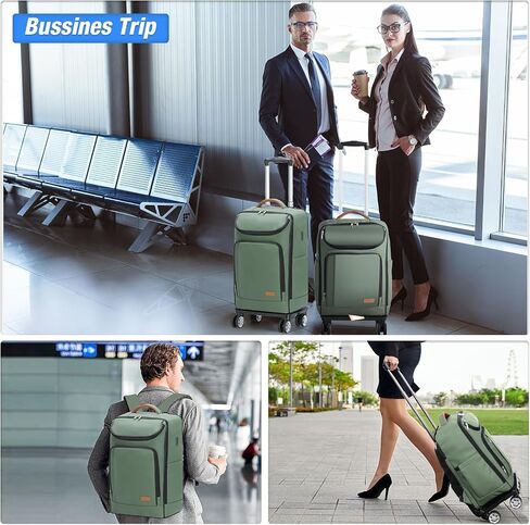 Lekebobor Travel Rolling Backpack, 18 inch Waterproof Backpack with 360° Wheels for 15.6" Laptop, Convertible Airline Approved Travel Backpack for Men & Women, Business, Commuter(Black) in Saudi Arabia