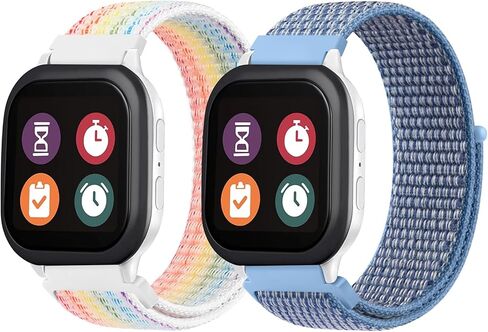 عبوتان من الأربطة المصنوعة من النايلون المتوافقة مع ساعة Gizmo 3 2 1/Gabb Watch 3 2 1/SyncUP Watch، Cosmo JrTrack 3/2 SE/2/JrTrack Band للأطفال، سوار ساعة خفيف الوزن ناعم ومسامي 20 مم للأولاد والبنات in Kuwait