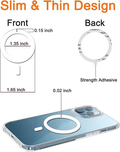 COJOC 3PCS for Magsafe Ring Sticker,Universal Magnetic Conversion Adapter Compatible with Wireless Charging Accessories for iPhone 16/15/14/13 Pro Max Mini, Galaxy Series and Phone Case,White in Saudi Arabia