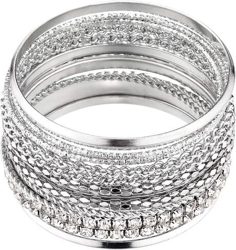 LUX ACCESSORIES Women's Pave Braided Mesh Wire Multi Bangle Set in Kuwait