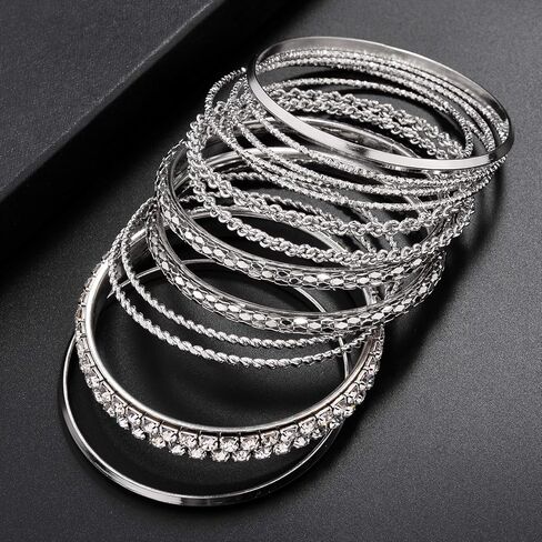 LUX ACCESSORIES Women's Pave Braided Mesh Wire Multi Bangle Set in Kuwait