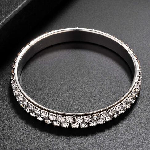 LUX ACCESSORIES Women's Pave Braided Mesh Wire Multi Bangle Set in Kuwait