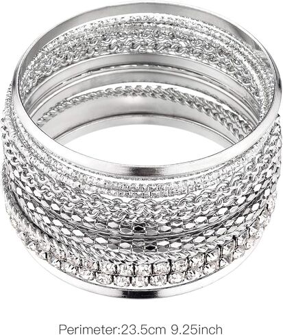 LUX ACCESSORIES Women's Pave Braided Mesh Wire Multi Bangle Set in Kuwait