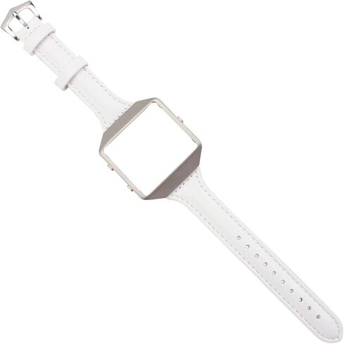 Hemobllo Leather Bands Compatible with Fitbit Blaze - Genuine Leather Watch Band with Silver Metal Frame Replacement Strap Wristband Smartwatch Accessories for Men Women in Saudi Arabia