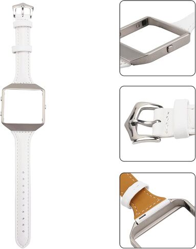 Hemobllo Leather Bands Compatible with Fitbit Blaze - Genuine Leather Watch Band with Silver Metal Frame Replacement Strap Wristband Smartwatch Accessories for Men Women in Saudi Arabia