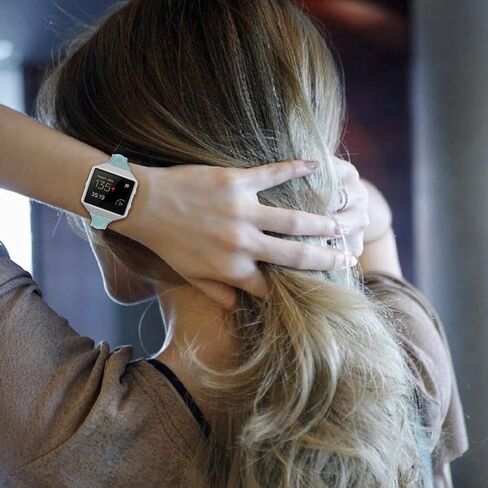 أساور Hemobllo الجلدية متوافقة مع Fitbit Blaze - سوار ساعة من الجلد الأصلي مع إطار معدني فضي وحزام بديل لسوار المعصم وإكسسوارات الساعة الذكية للرجال والنساء in Kuwait