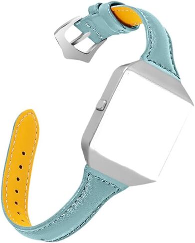 أساور Hemobllo الجلدية متوافقة مع Fitbit Blaze - سوار ساعة من الجلد الأصلي مع إطار معدني فضي وحزام بديل لسوار المعصم وإكسسوارات الساعة الذكية للرجال والنساء in Kuwait