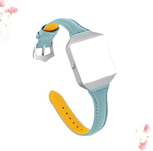 أساور Hemobllo الجلدية متوافقة مع Fitbit Blaze - سوار ساعة من الجلد الأصلي مع إطار معدني فضي وحزام بديل لسوار المعصم وإكسسوارات الساعة الذكية للرجال والنساء in Kuwait