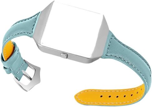 أساور Hemobllo الجلدية متوافقة مع Fitbit Blaze - سوار ساعة من الجلد الأصلي مع إطار معدني فضي وحزام بديل لسوار المعصم وإكسسوارات الساعة الذكية للرجال والنساء in Kuwait