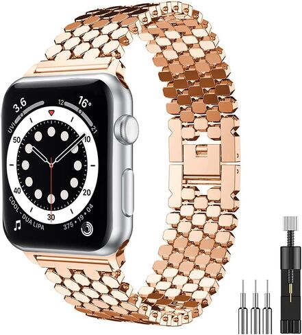 Watch Bands Compatible with Apple Stainless Steel Metal Honeycomb Bands 38mm 40mm 41mm 42mm 44mm 45mm, Metal Replacement Bracelet Strap for iWatch Series 7/6/5/4/3/2/1 in Saudi Arabia