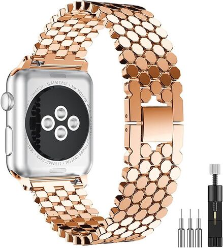 Watch Bands Compatible with Apple Stainless Steel Metal Honeycomb Bands 38mm 40mm 41mm 42mm 44mm 45mm, Metal Replacement Bracelet Strap for iWatch Series 7/6/5/4/3/2/1 in Saudi Arabia