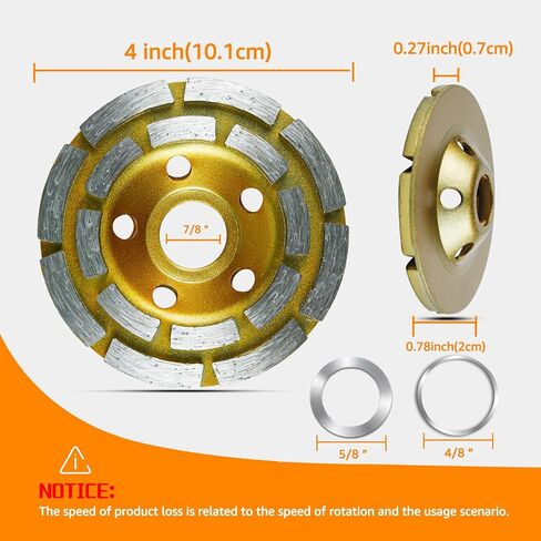 Diamond Concrete Grinding Wheel 4 1/2 inch for Polishing and Cleaning Stone Concrete Surface, Cement, Marble, Rock, Granite, and Thinset Removing, 18 Segment Angle Grinder Wheels Cup 7/8" Arbor Hole in Saudi Arabia