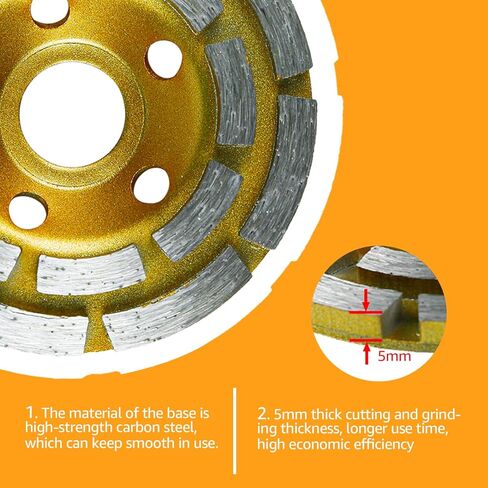 Diamond Concrete Grinding Wheel 4 1/2 inch for Polishing and Cleaning Stone Concrete Surface, Cement, Marble, Rock, Granite, and Thinset Removing, 18 Segment Angle Grinder Wheels Cup 7/8" Arbor Hole in Saudi Arabia