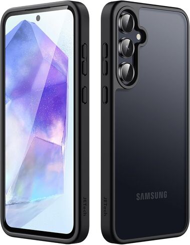 حافظة JETech غير لامعة لهاتف Samsung Galaxy A55 5G، غطاء هاتف نحيف واقٍ خلفي شفاف، مضاد لبصمات الأصابع (أسود) in Saudi Arabia