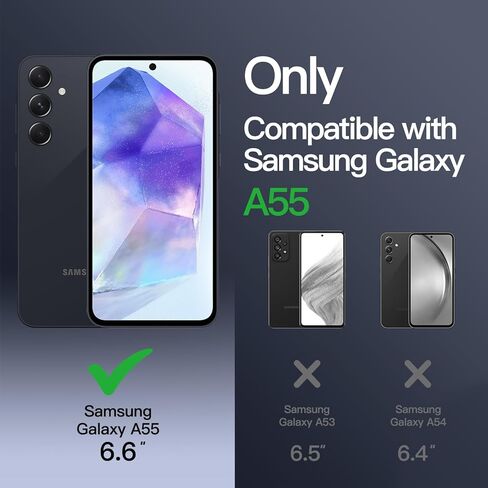 حافظة JETech غير لامعة لهاتف Samsung Galaxy A55 5G، غطاء هاتف نحيف واقٍ خلفي شفاف، مضاد لبصمات الأصابع (أسود) in Saudi Arabia