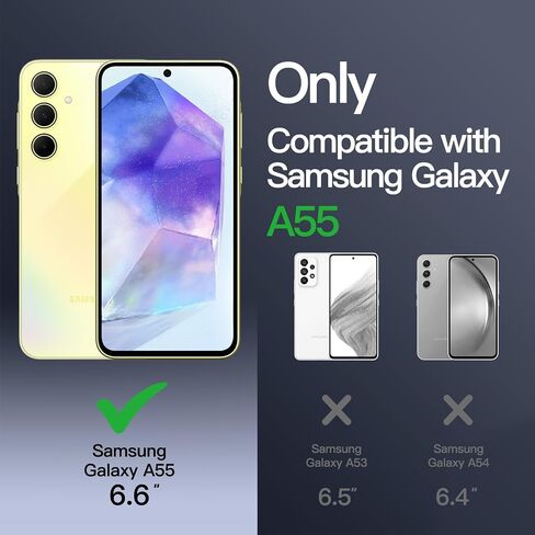 حافظة JETech غير لامعة لهاتف Samsung Galaxy A55 5G، غطاء هاتف نحيف واقٍ خلفي شفاف، مضاد لبصمات الأصابع (أسود) in Saudi Arabia