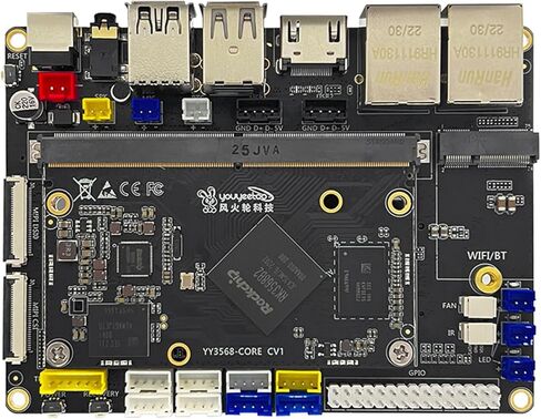 Youyeetoo YY3568 Devkit، 4GB LPDDR4 32GB Emmc، RK3568 لوحة تطوير مفتوحة المصدر، واجهة غنية 5X Serial/ 6X USB/4x عرض/Dual Gigabit/PCIE/WiFi/BT، لـ YY3568-CORE SOM (Kit B) in Kuwait