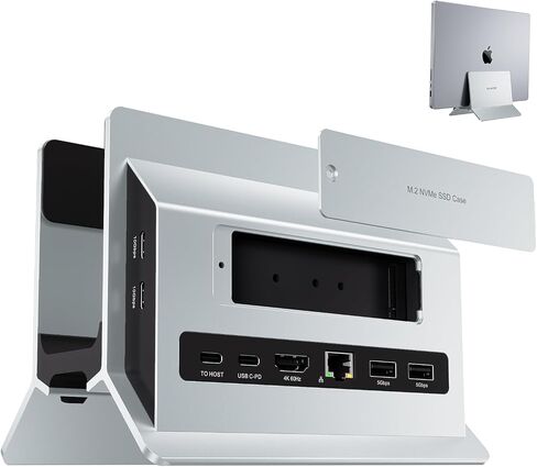 قاعدة توصيل USB C عمودية لجهاز MacBook Pro/Air، تدعم توسيع M.2 SSD، 4K@60 هرتز HDMI، 2 USB-C بسرعة 10 جيجابت في الثانية، 2 USB-A، RJ45، SD/TF وUSB-C 100 واط PD Dock لنوع C أجهزة الكمبيوتر المحمولة ماك / ويندوز in Kuwait
