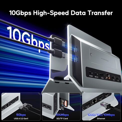 قاعدة توصيل USB C عمودية لجهاز MacBook Pro/Air، تدعم توسيع M.2 SSD، 4K@60 هرتز HDMI، 2 USB-C بسرعة 10 جيجابت في الثانية، 2 USB-A، RJ45، SD/TF وUSB-C 100 واط PD Dock لنوع C أجهزة الكمبيوتر المحمولة ماك / ويندوز in Kuwait