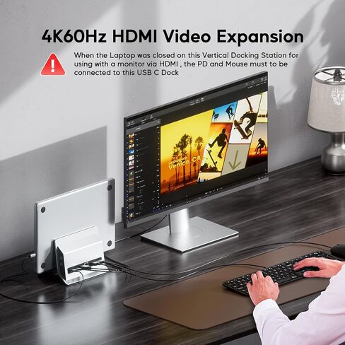 قاعدة توصيل USB C عمودية لجهاز MacBook Pro/Air، تدعم توسيع M.2 SSD، 4K@60 هرتز HDMI، 2 USB-C بسرعة 10 جيجابت في الثانية، 2 USB-A، RJ45، SD/TF وUSB-C 100 واط PD Dock لنوع C أجهزة الكمبيوتر المحمولة ماك / ويندوز in Kuwait