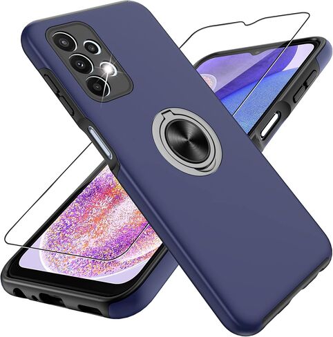 حافظة Gritup Galaxy A23 5G، حافظة سامسونج جالاكسي A23 5G مع واقي شاشة عالي الدقة، حافظة سامسونج A23 مقاومة للصدمات مع حامل حلقي مغناطيسي 360 درجة، حافظة هاتف بمسند لهاتف سامسونج A23 5G أرجواني in Saudi Arabia