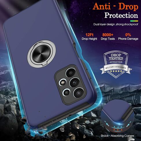 حافظة Gritup Galaxy A23 5G، حافظة سامسونج جالاكسي A23 5G مع واقي شاشة عالي الدقة، حافظة سامسونج A23 مقاومة للصدمات مع حامل حلقي مغناطيسي 360 درجة، حافظة هاتف بمسند لهاتف سامسونج A23 5G أرجواني in Saudi Arabia