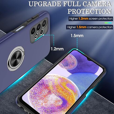 حافظة Gritup Galaxy A23 5G، حافظة سامسونج جالاكسي A23 5G مع واقي شاشة عالي الدقة، حافظة سامسونج A23 مقاومة للصدمات مع حامل حلقي مغناطيسي 360 درجة، حافظة هاتف بمسند لهاتف سامسونج A23 5G أرجواني in Saudi Arabia