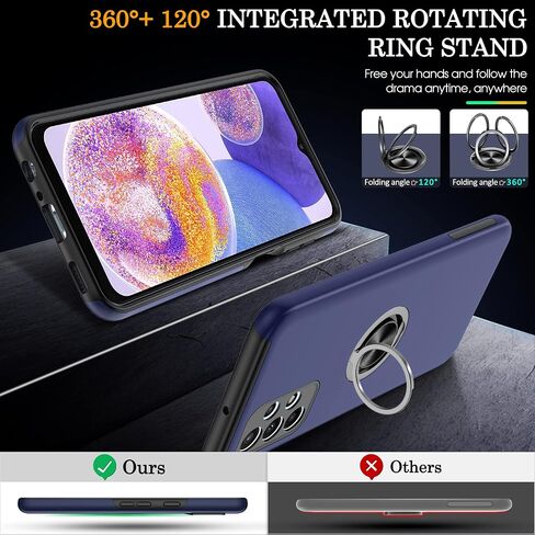 حافظة Gritup Galaxy A23 5G، حافظة سامسونج جالاكسي A23 5G مع واقي شاشة عالي الدقة، حافظة سامسونج A23 مقاومة للصدمات مع حامل حلقي مغناطيسي 360 درجة، حافظة هاتف بمسند لهاتف سامسونج A23 5G أرجواني in Saudi Arabia