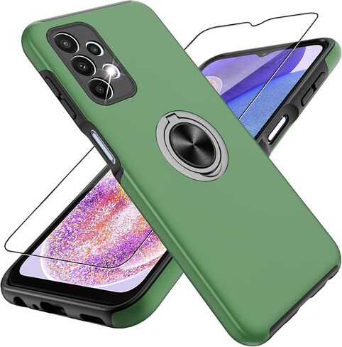 حافظة Gritup Galaxy A23 5G، حافظة سامسونج جالاكسي A23 5G مع واقي شاشة عالي الدقة، حافظة سامسونج A23 مقاومة للصدمات مع حامل حلقي مغناطيسي 360 درجة، حافظة هاتف بمسند لهاتف سامسونج A23 5G أرجواني in Saudi Arabia