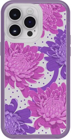 OtterBox iPhone 14 Pro Max Symmetry Series Clear Case - Papercut Flowers (Purple), Snaps to MagSafe, Ultra-Sleek, Raised Edges Protect Camera & Screen in Saudi Arabia