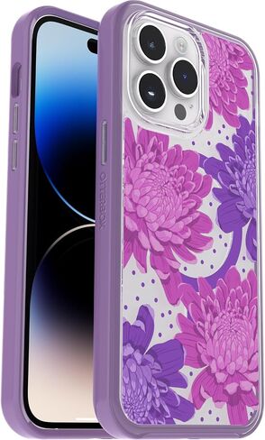 OtterBox iPhone 14 Pro Max Symmetry Series Clear Case - Papercut Flowers (Purple), Snaps to MagSafe, Ultra-Sleek, Raised Edges Protect Camera & Screen in Saudi Arabia