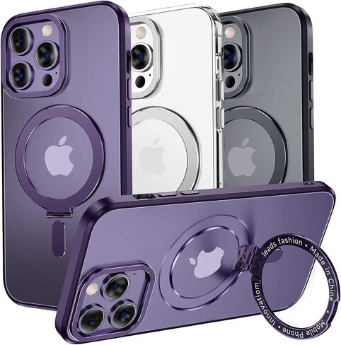حافظة مغناطيسية من MAGIC JOHN لهاتف iPhone 14 Pro Max [متوافقة مع Magsafe] [مع حامل عقلي مغناطيسي] [مقاومة للصدمات من الدرجة العسكرية] [مضادة للاصفرار] ظهر شفاف غير لامع مع حافة ناعمة، أرجواني in Saudi Arabia