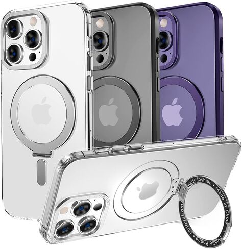 حافظة مغناطيسية من MAGIC JOHN لهاتف iPhone 14 Pro Max [متوافقة مع Magsafe] [مع حامل عقلي مغناطيسي] [مقاومة للصدمات من الدرجة العسكرية] [مضادة للاصفرار] ظهر شفاف غير لامع مع حافة ناعمة، أرجواني in Saudi Arabia
