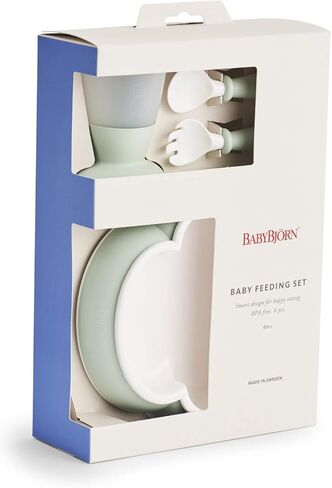 BabyBjörn Baby Feeding Set, 4 pcs, Powder blue in Saudi Arabia