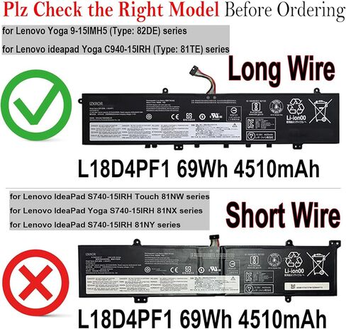 L18D4PF1 69Wh Battery Replacement for Lenovo Yoga 9-15IMH5 82DE ideapad Yoga C940-15IRH 81TE Series 5B10U65277 5B10W67392 SB10W67281 L18M4PF1 5B10U65276 5B10W67244 SB10W67267 15.36V 4510mAh in Saudi Arabia