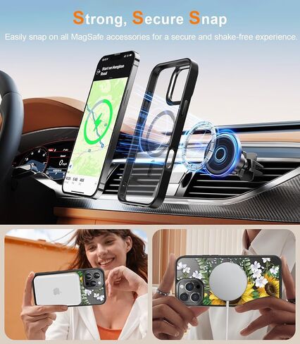 حافظة FUNMIKO لهاتف iPhone 16 Pro Max مع واقي شاشة للخصوصية، متوافق مع الشحن اللاسلكي، غطاء غير لامع شفاف مقاوم للصدمات - حافظة هاتف بتصميم زهور لطيفة للنساء والفتيات - عباد الشمس المتفتحة in Saudi Arabia