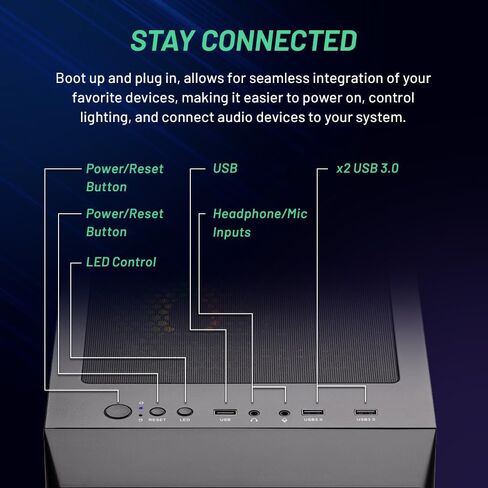 كمبيوتر سطح المكتب Skytech O11D للألعاب، Ryzen 7 7800X3D 4.2 جيجا هرتز (5 جيجا هرتز Turbo Boost)، AMD RX 7800XT 16 جيجا GDDR6، 1 تيرابايت Gen4 SSD، 32 جيجا DDR5 RAM 5600 RGB، 750 وات GOLD PSU، 360 مم ARGB AIO، Wi-Fi، Win 11 Home in Kuwait